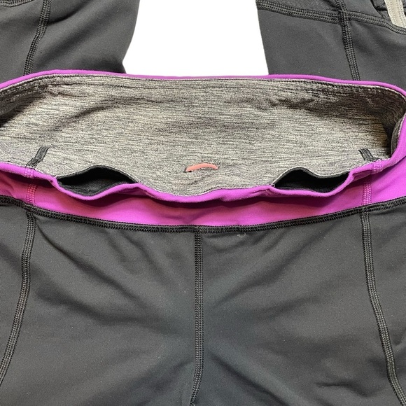 Lululemon Black Pink Tights w/Ruffle Surrounded Reflective Detail - Sz 6 - Picture 7 of 15